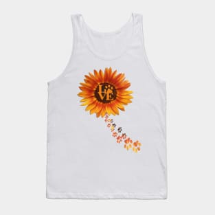 Sunflower Sunshine Love Paw Print Yellow Flower Pet, dog mom and cat mom cute Gifts Tank Top